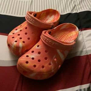 Orange marbled Crocs